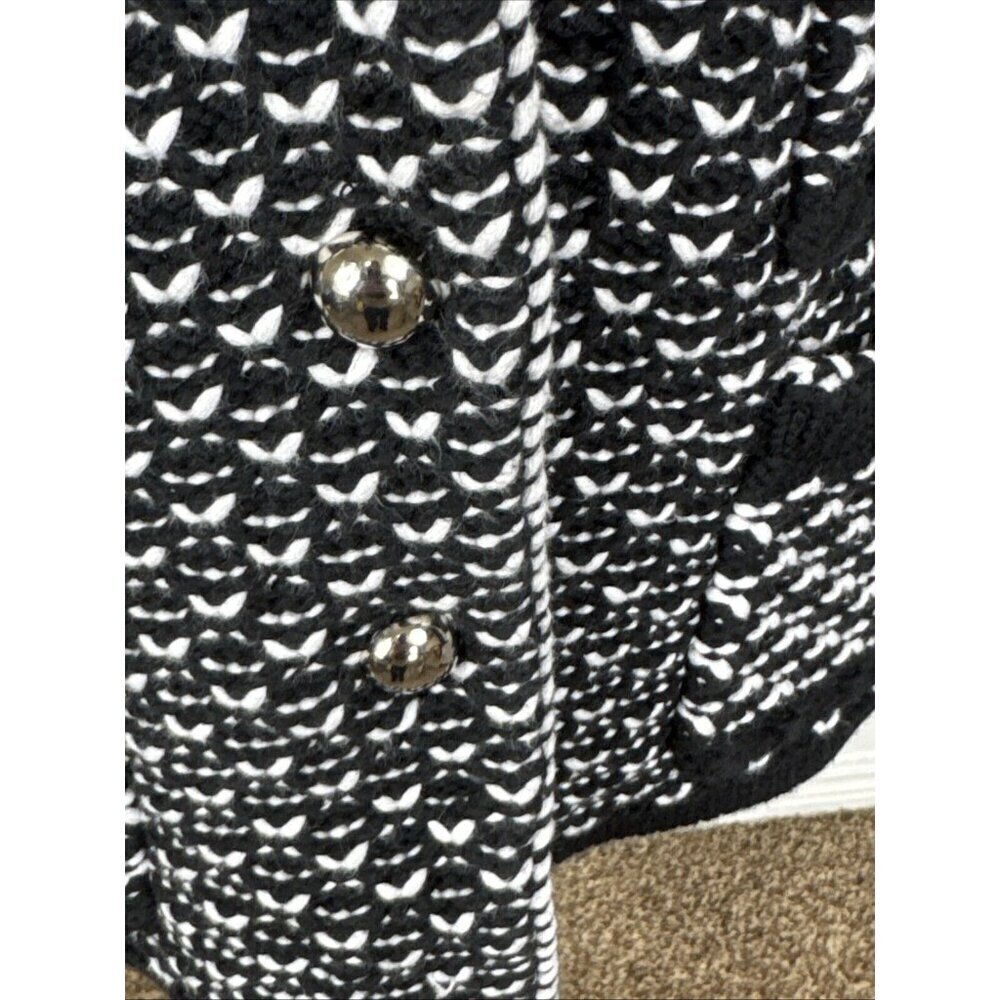 White House‎ Black Market Women's M Fitted 3 Button Knit Blazer Black & White - Picture 5 of 13